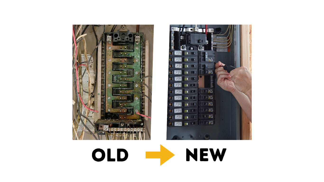 Old and new electrical panel